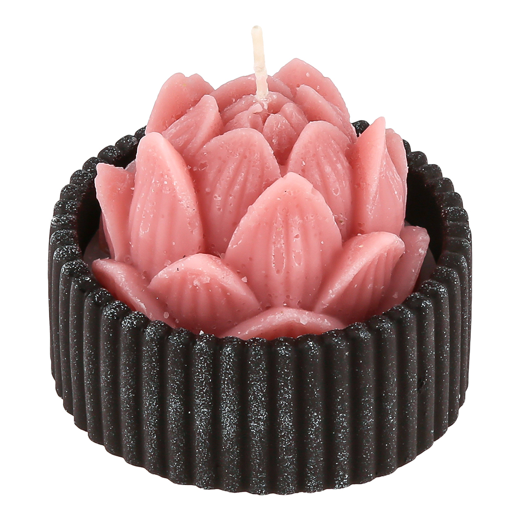 Свеча "Артишок" д8см, h7,5см, парафин, в подсвечнике из гипса, розовый (Россия)