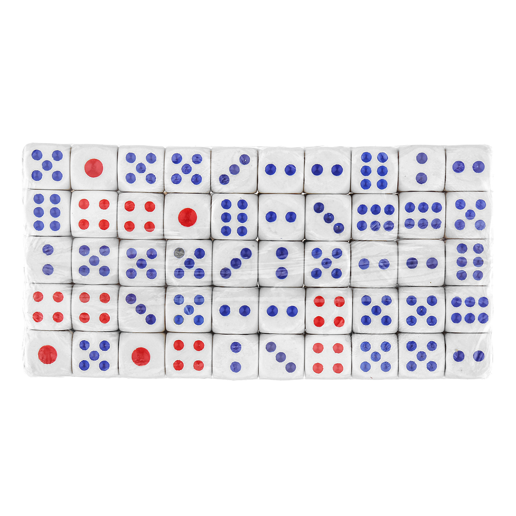 Набор игральных кубиков 100шт, кубик 1,1х1,1х1,1см, в пленке (Китай)