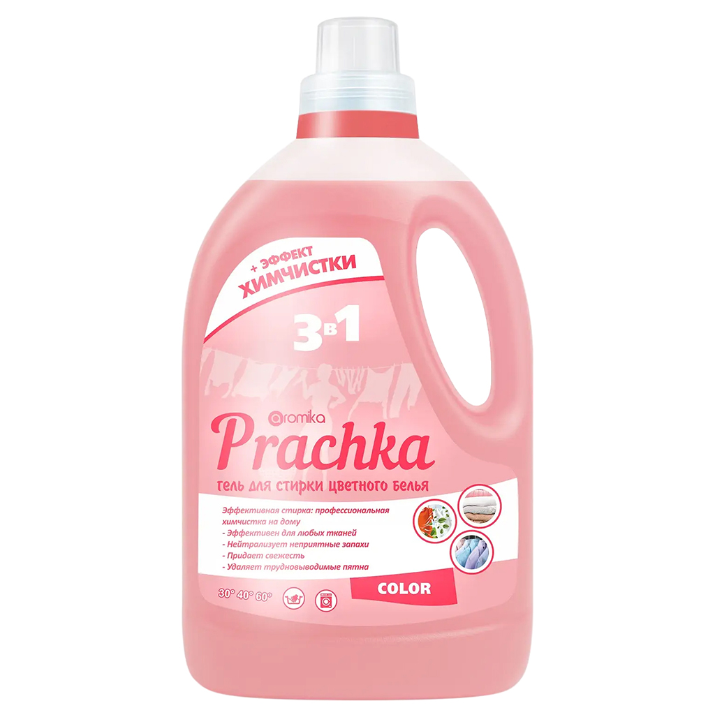 Гель для стирки белья "Prachka" 3,3л, 18х12х34см, для цветных тканей, COLOR (Казахстан)