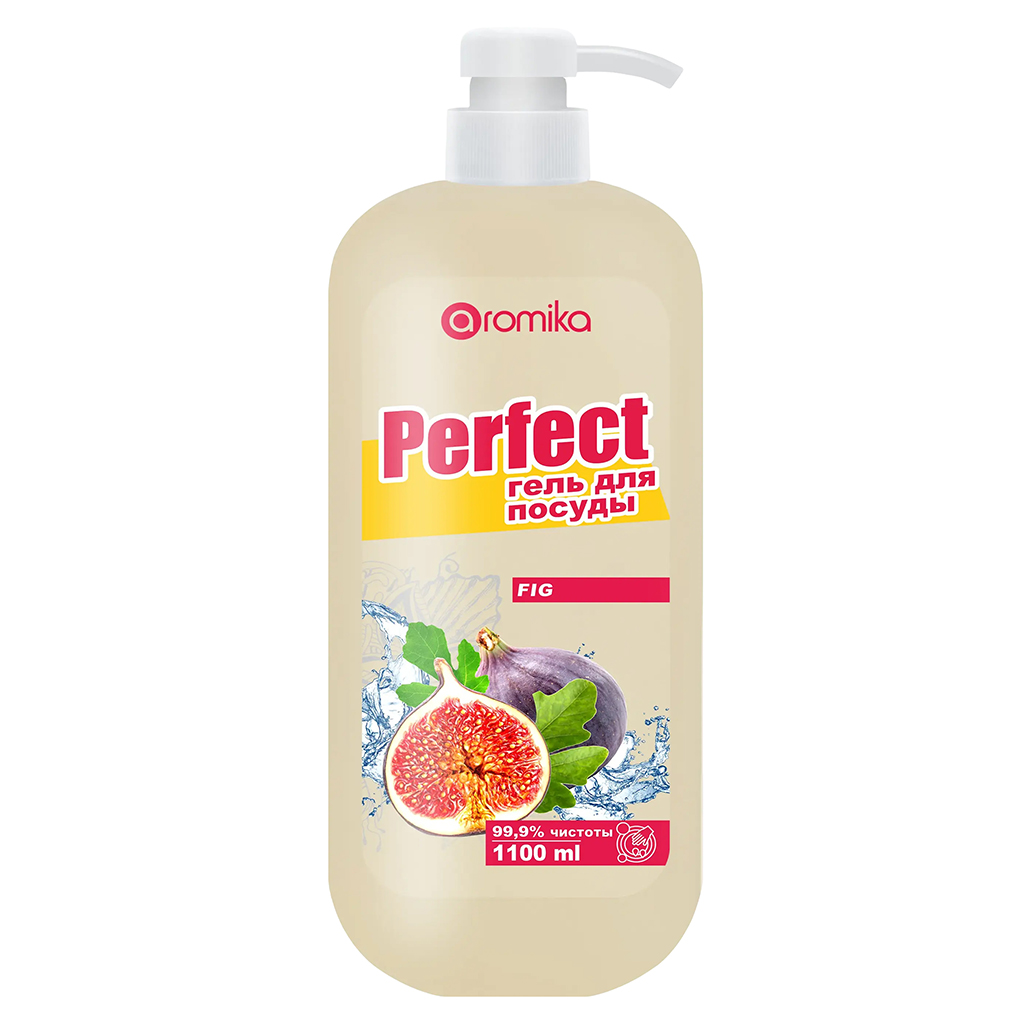 Гель для мытья посуды "Perfect" 1,1л, 10х7х24см, густое средство, инжир (Казахстан)
