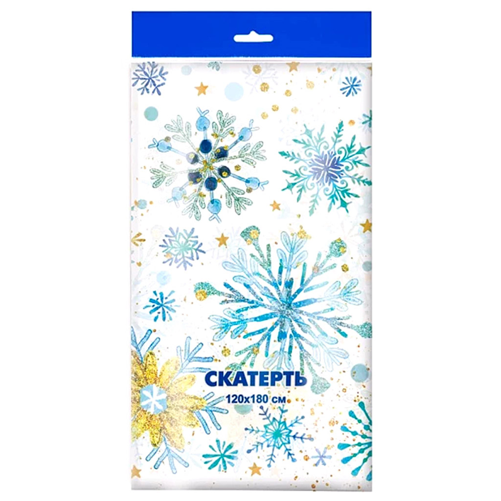 Скатерть полиэтилен 120х180см "Снежинки", 35мкм (Россия)