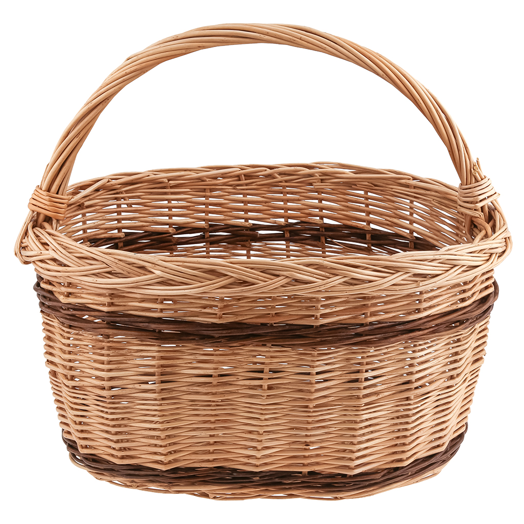 Корзина плетеная "Калина-2" 20л, 45х30см, высота борта 24см, высота с ручкой 42см, лоза, ручное плетение (Россия)