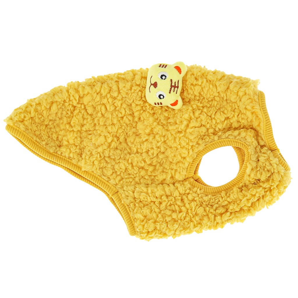 "Пэт тойс (Pet toys)" Одежда для собаки "Жилетка" с декором - тигр, р-р  S, длина спинки 22см/обхват груди 30см/обхват шеи 14см, цвет-желтый, искусственный мех (100% полиэстер) (Китай)