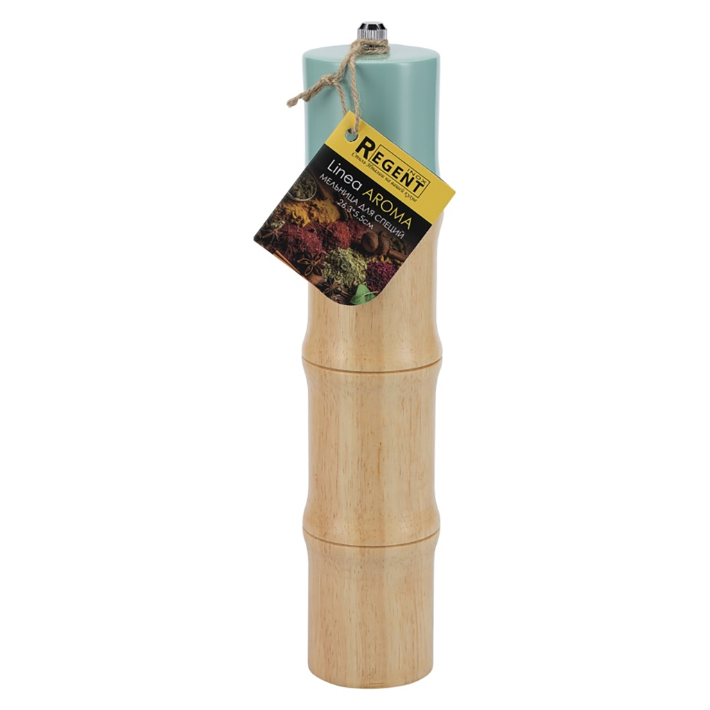 Измельчитель (мельница) для соли и перца "Linea AROMA" д5,5см, h26,3см, гевея, серо-голубой, "Regent" (Китай)