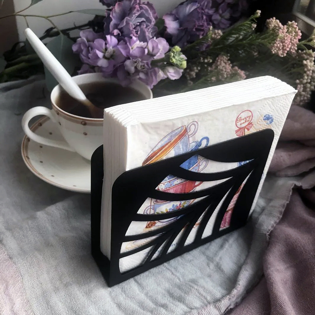 Салфетница металлическая "Пальмовый лист" 12х13,1х9,5см, черный (Белоруссия)