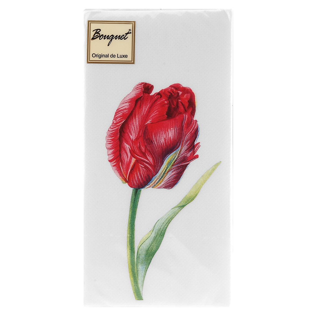 Салфетки бумажные "Bouquet Original de Luxe" 33х33см, 2-х слойные, 20 штук в упаковке, 100% целлюлоза, "Прекрасный тюльпан" (Россия)