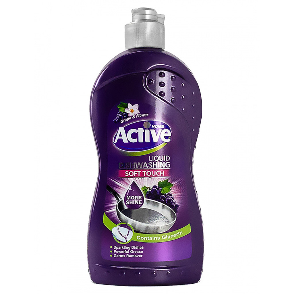 Гель для мытья посуды "Active" 500мл, 10х5,5х21см, концентрат, "Виноград", Purple (Иран)