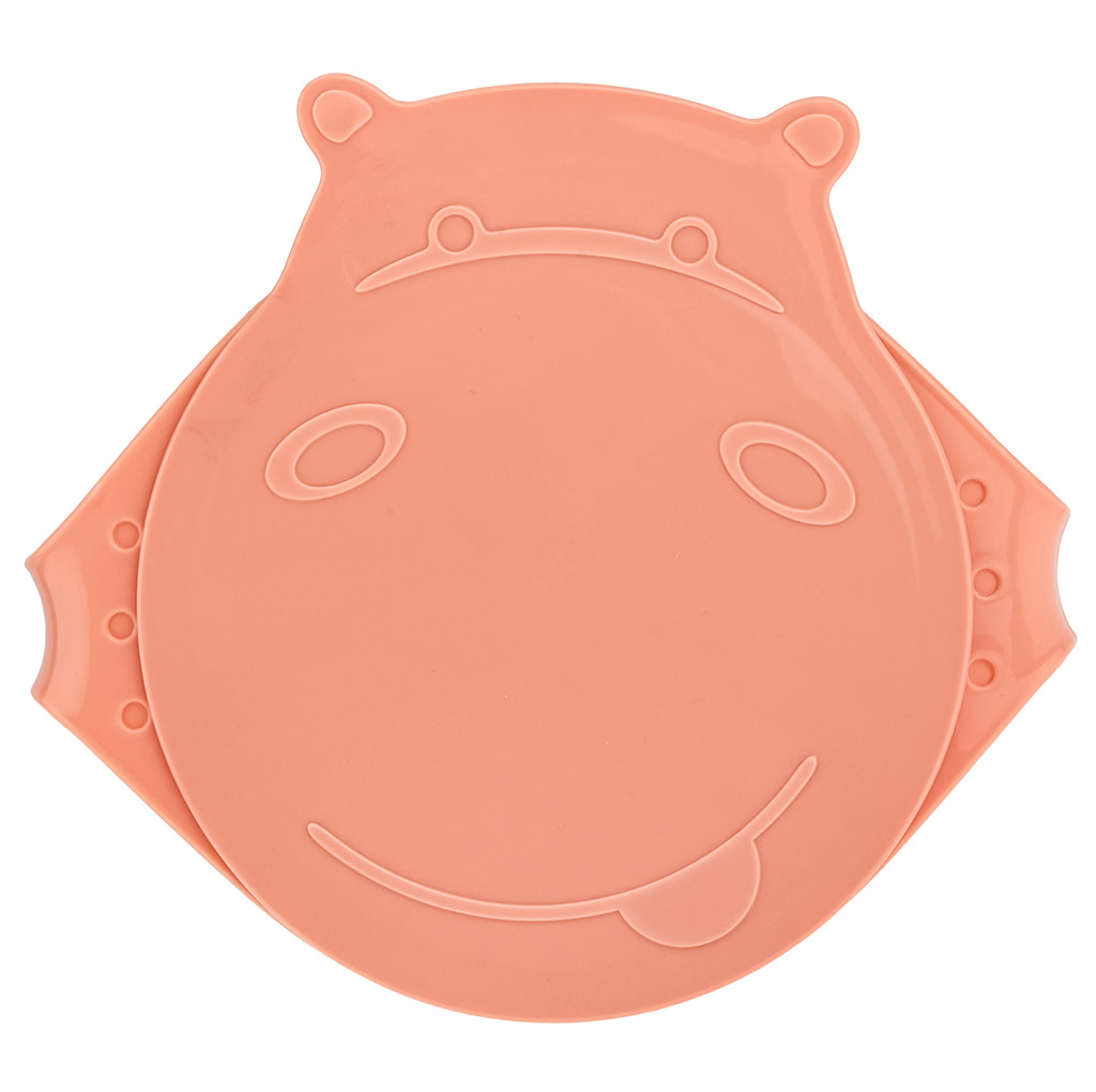 "Lalababy" Тарелка глубокая пластмассовая "Play with Me Hello, Hippo!" 450мл, 170х150х55мм, с крышкой, персиковая карамель (Россия)