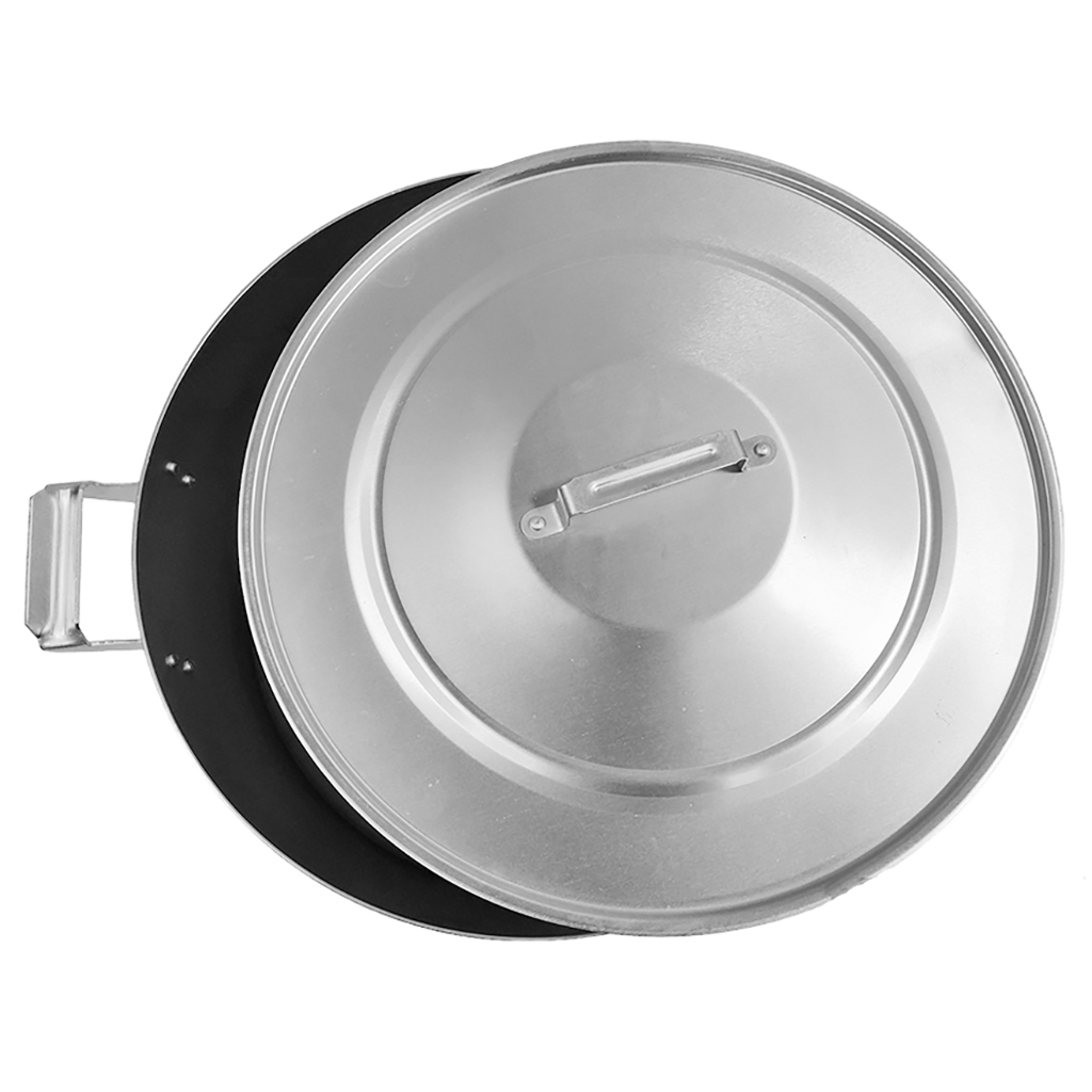 Кастрюля алюминиевая 30л, д44см, h21,5см, s2мм, матовая, сферическая форма, 2 металлические ручки, металлическая крышка (Россия)