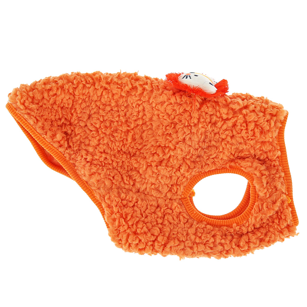 "Пэт тойс (Pet toys)" Одежда для собаки "Жилетка" с декором - лев, р-р  XL, длина спинки 32см/обхват груди 40см/обхват шеи 22см, цвет-оранжевый, искусственный мех (100% полиэстер) (Китай)