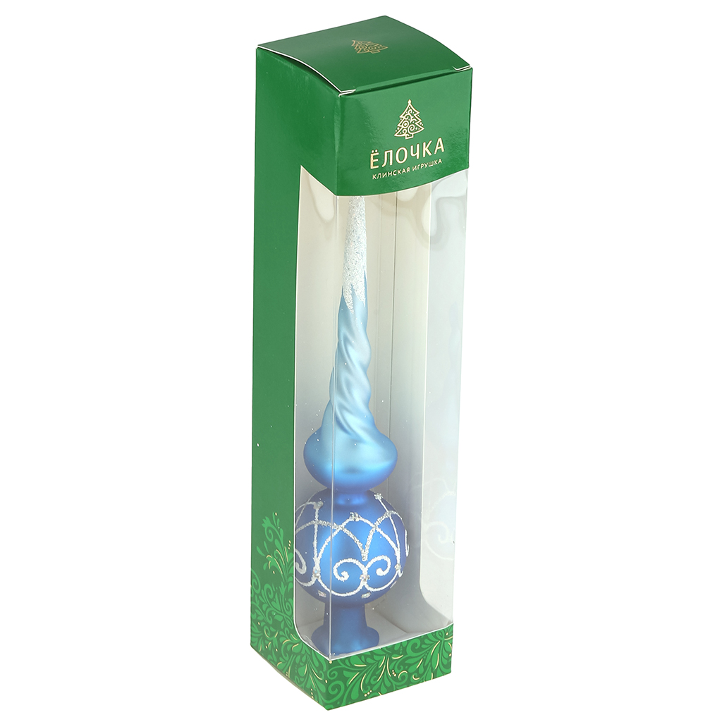 Елочная игрушка верхушка стеклянная "Энергия" h25,5см, ручная художественная роспись, подарочная упаковка (Россия)