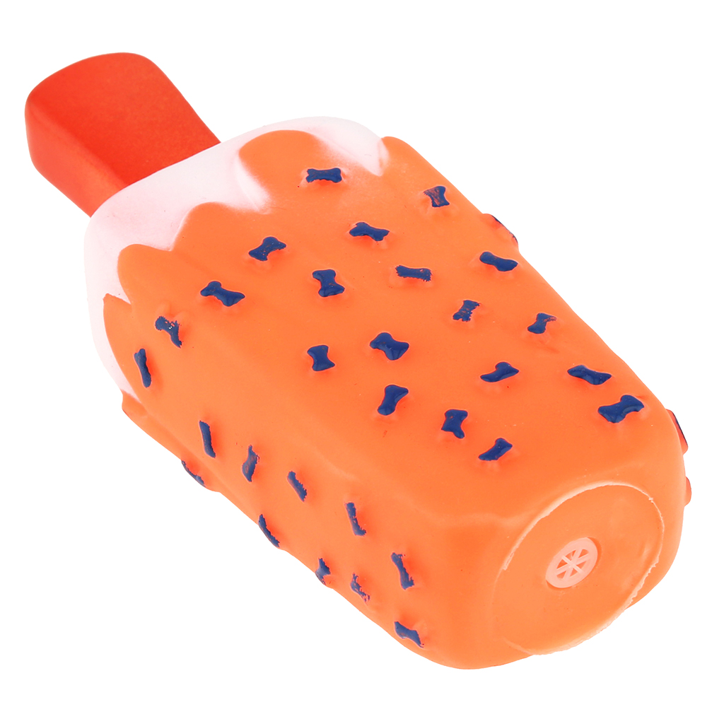 Игрушка для собаки "Эскимо" 14х5,5х3см, ПВХ, с пищалкой, фактурная, цвета микс (оранжевый, ярко-розовый, зеленый), "Пэт тойс (Pet toys)" (Китай)
