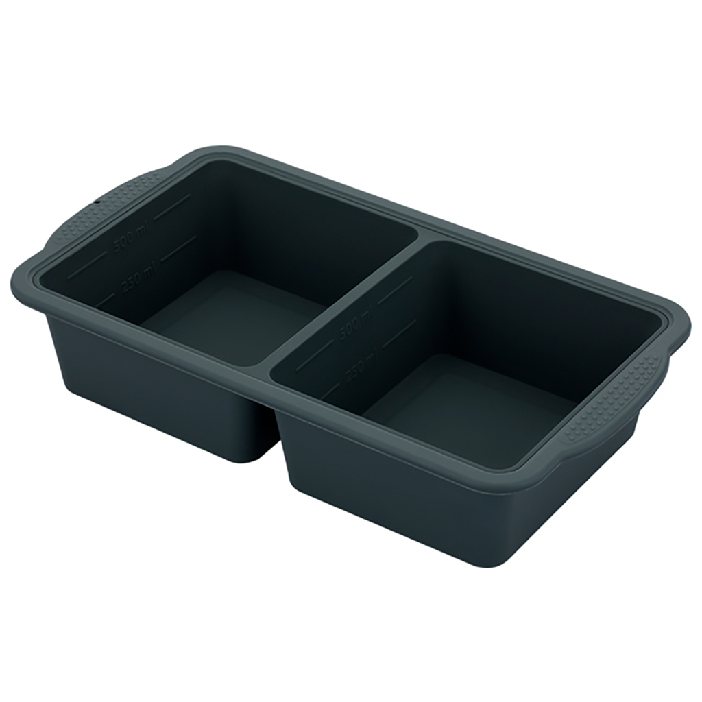 Противень силиконовый "Linea Silicone" 26х14,7х5,5см, с металлическим каркасом, 2 ячейки, прямоугольный, синий, "Regent" (Китай)