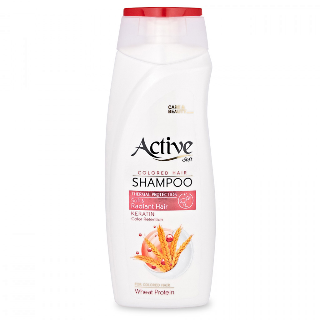 Шампунь для окрашенных волос "Active" 350мл, 8х3,5х21см, "Care & Beauty" С кератином и пшеничным протеином (Иран)