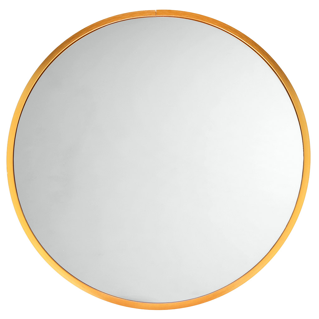Зеркало настенное, интерьерное д90см, алюминиевая рама ширина 2,7см, цвет - золото (Китай)