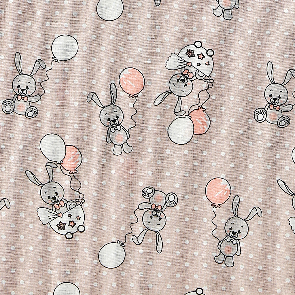Простыня 1,5 спальная "Зайчишки, бежевый" детская 150х220см, бязь "Комфорт" 121г/м2, хлопок 100%, упаковка "классическая" ПВХ 28х41см, "Домашняя мода" (Россия)