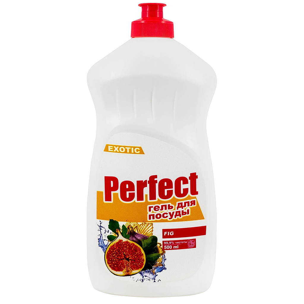 Гель для мытья посуды "Perfect" 0,5л, 9х5х20см, густое средство, инжир (Казахстан)