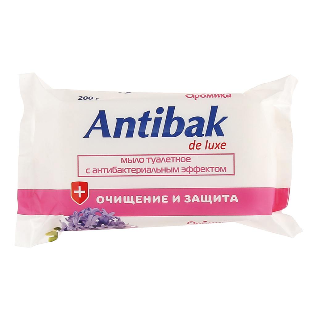 Мыло туалетное твердое "ANTIBAK de LUXE" 200г, 6х9х10см, гиацинт (Казахстан)