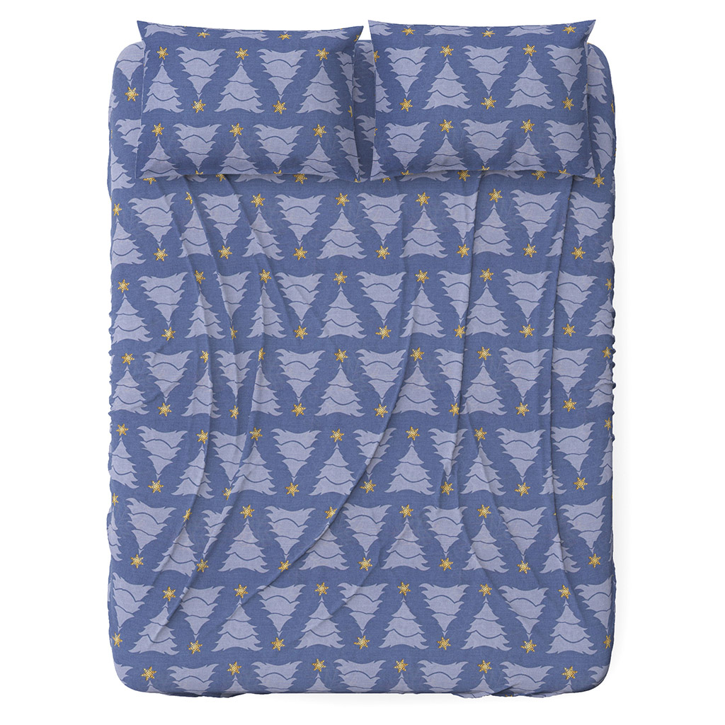 Простыня 2-х спальная "Зимний вечер" К 180х220см, бязь 121г/м2, хлопок 100%, упаковка "классическая" ПВХ 28х41см, "Домашняя мода" (Россия)