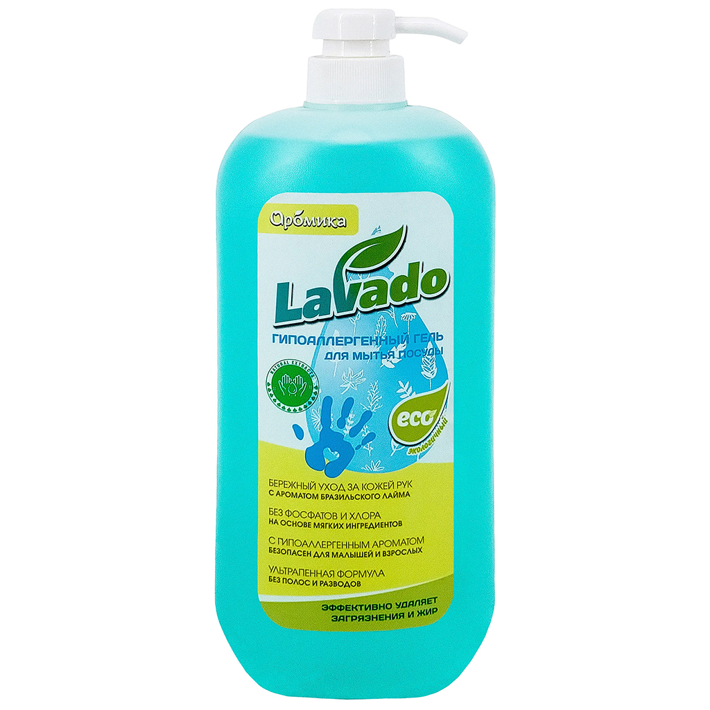 Гель для мытья посуды "LAVADO ECO" 1,1л, 10х7х24см, бразильский лайм (Казахстан)