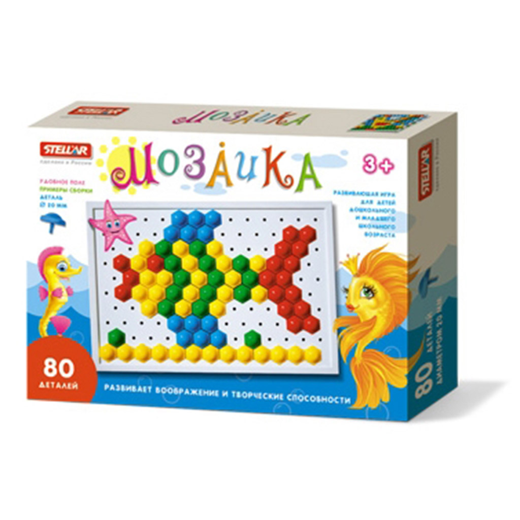 Игрушка "Мозаика" 29,5х21х4см, 80 элементов д2см, полипропилен, картонная коробка, "Stellar" (Россия)