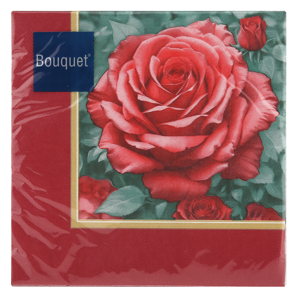 Салфетки бумажные "Art Bouquet" 33х33см, 3-х слойные, 20 штук в упаковке, 100% целлюлоза, "Прекрасная роза" (Россия)