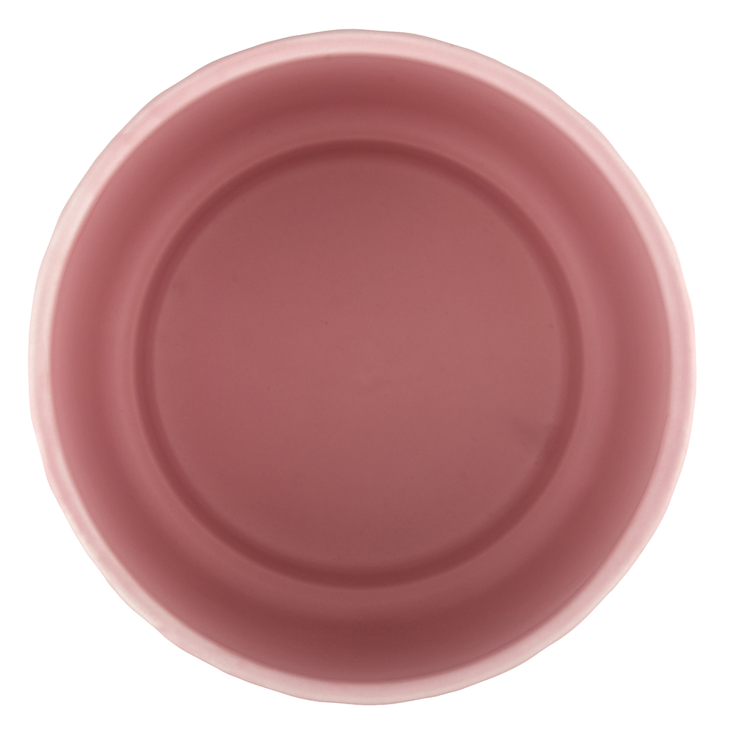 Кашпо для цветов керамическое "Арабеска" 1,25л, д13см, h12,3см, внутренний д12,5см, рельефный декор, глянцевая глазурь, розовый, в коробке (Китай)