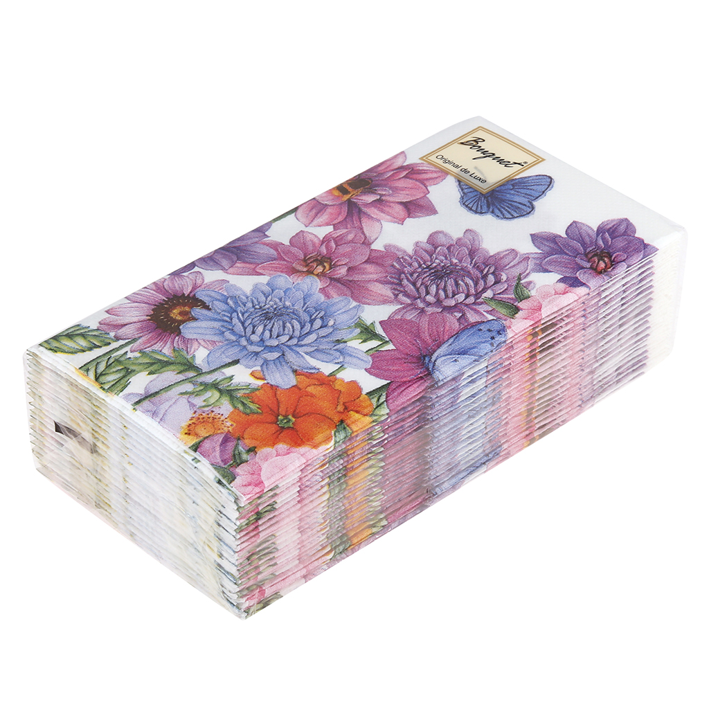 Салфетки бумажные "Bouquet Original de Luxe" 33х33см, 2-х слойные, 20 штук в упаковке, 100% целлюлоза, "Чудесный букет" (Россия)