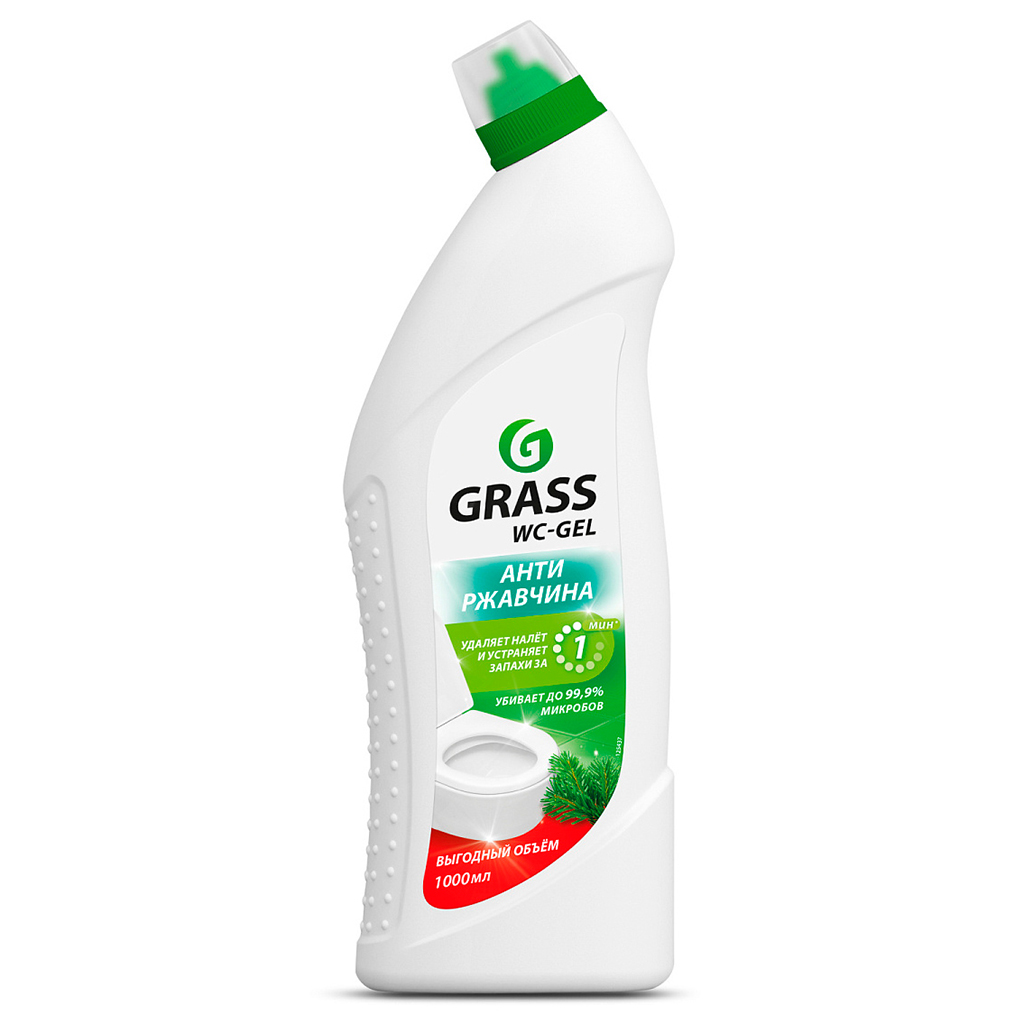 Гель для чистки сантехники "WC-gel" 1л, удаляет налет, устраняет запахи, "Grass" (Россия)