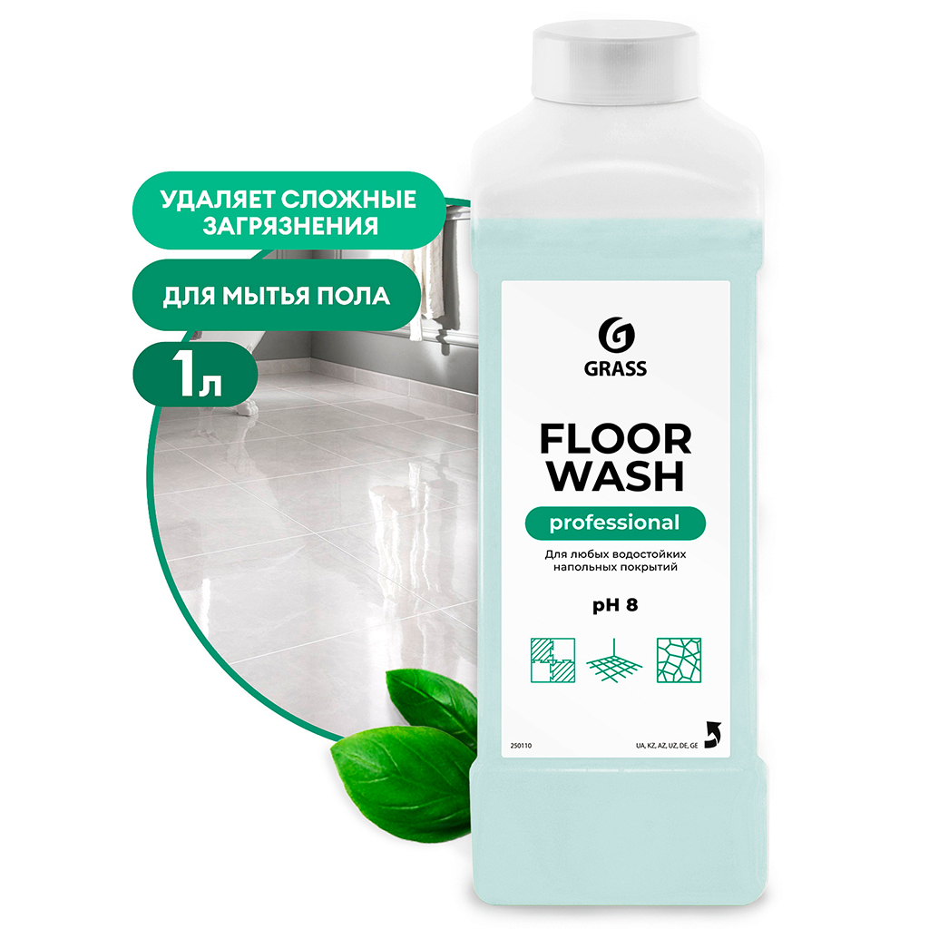 Средство для мытья пола "Floor wash" 1л, удаляет сложные загрязнения, "Grass" (Россия)