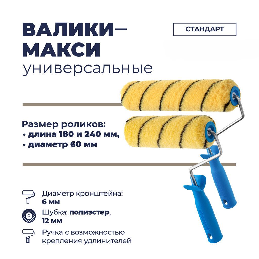 Валик "Евро" 240мм, д6мм, полиэстер 12мм, плотность 700г/м2, тигр (Россия)