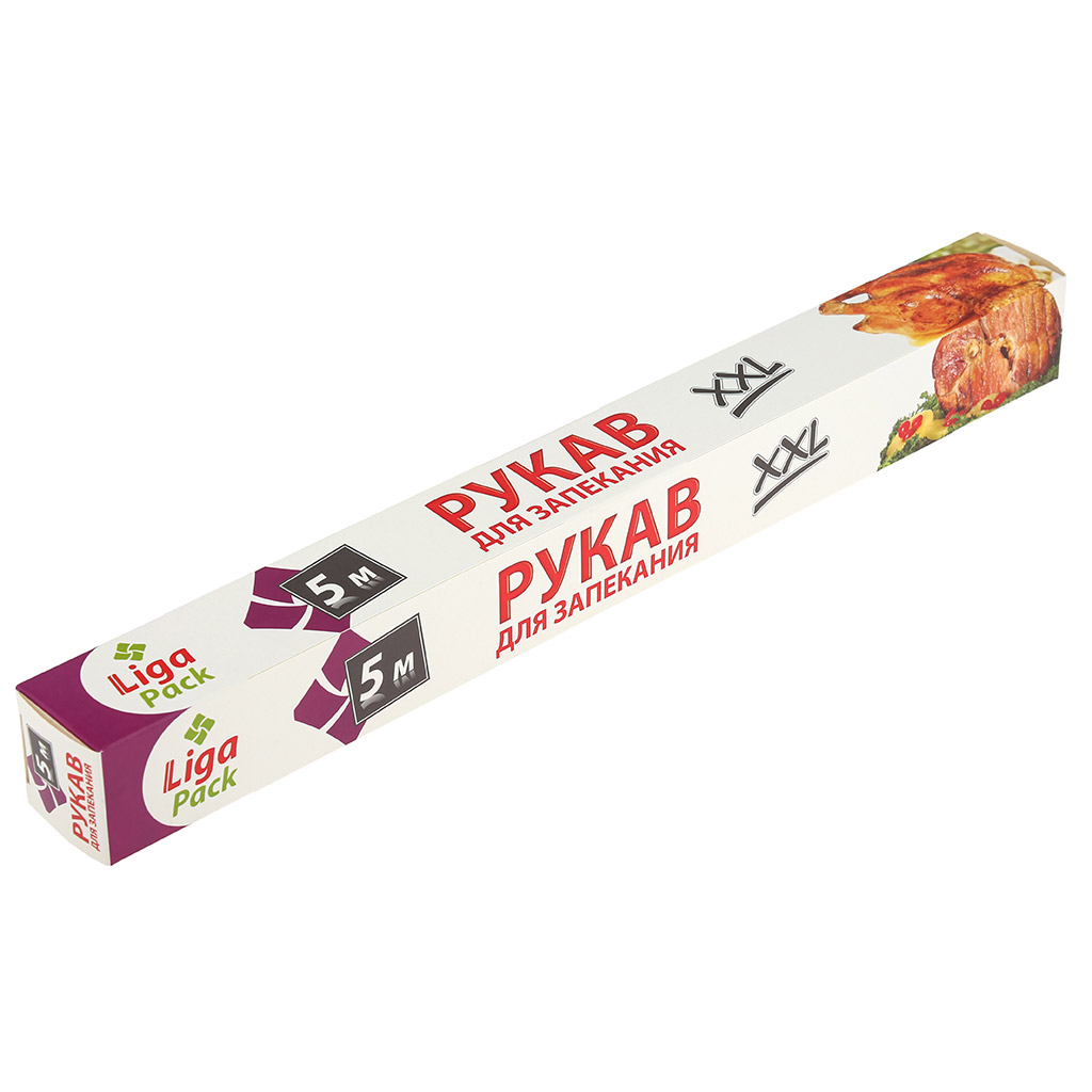 Рукав для запекания "XXL" ширина 38см, 5м, в коробке, "Liga Pack" (Россия)