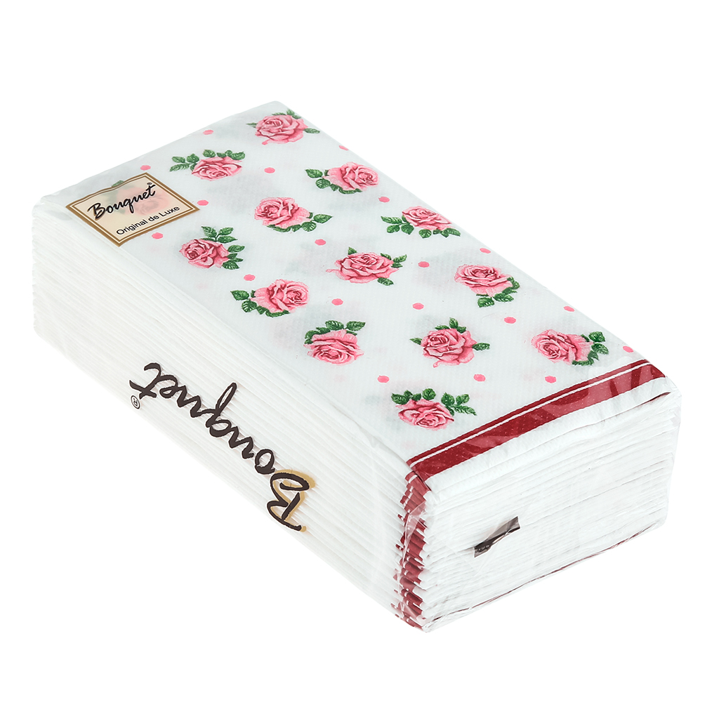Салфетки бумажные "Bouquet Original de Luxe" 33х33см, 2-х слойные, 20 штук в упаковке, 100% целлюлоза, "Розита" (Россия)