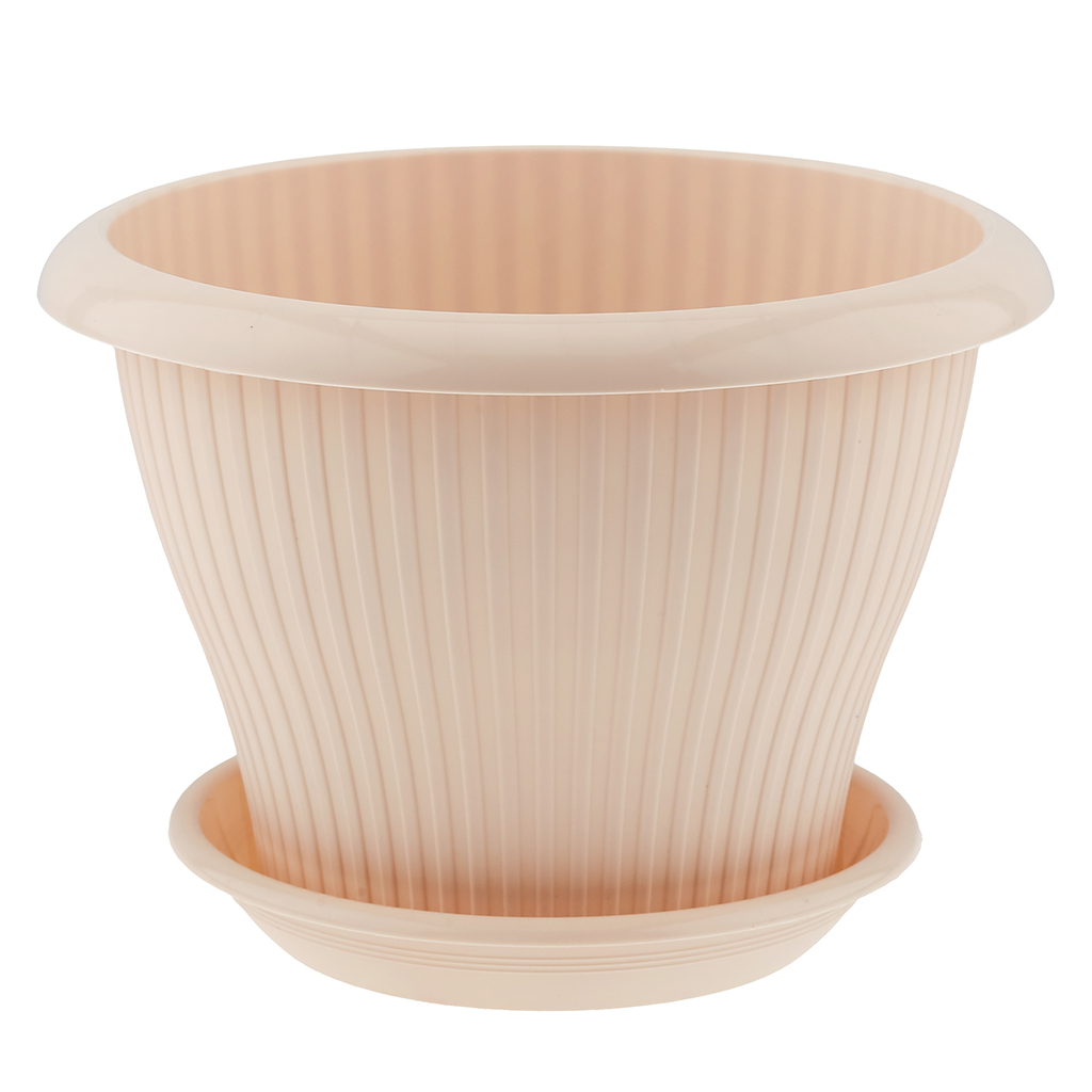 Горшок для цветов пластмассовый "Гамма плюс" 2,0л, д19см, h14,1см, пудра (Россия)