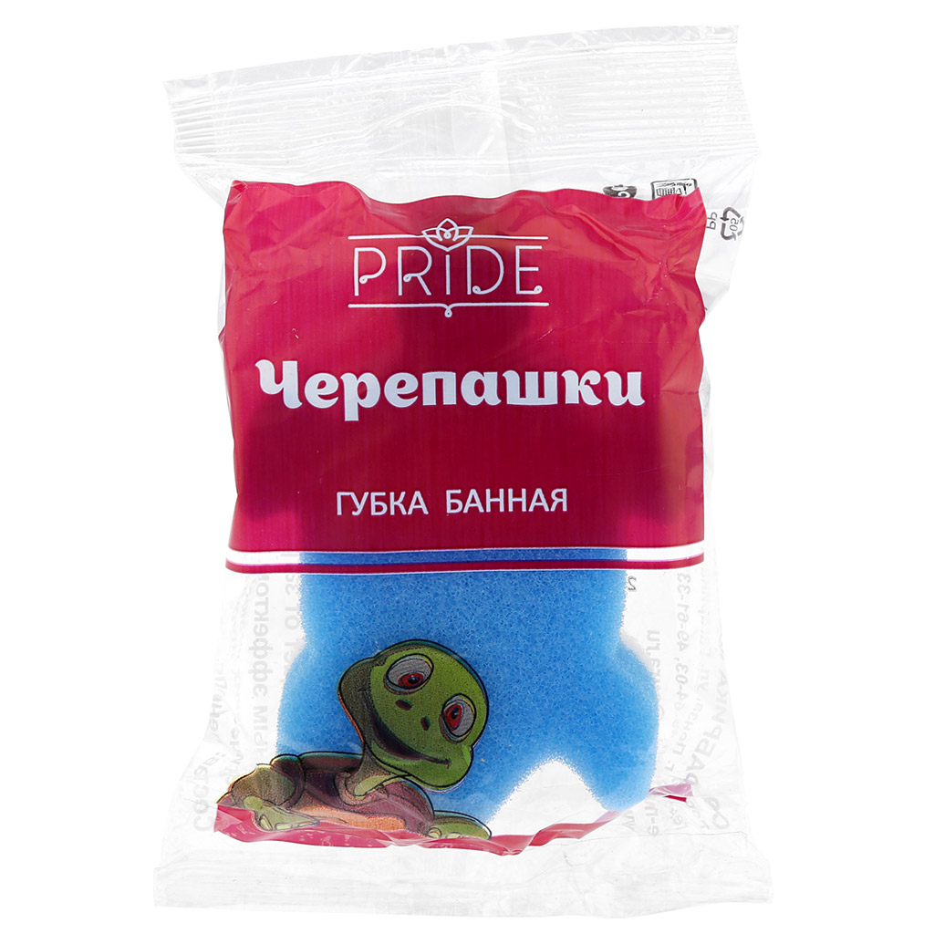 Губка банная для тела детская "Черепашки" 15,5х10х4см, пенополиуретан, плотность 16кг/м3 (Россия)