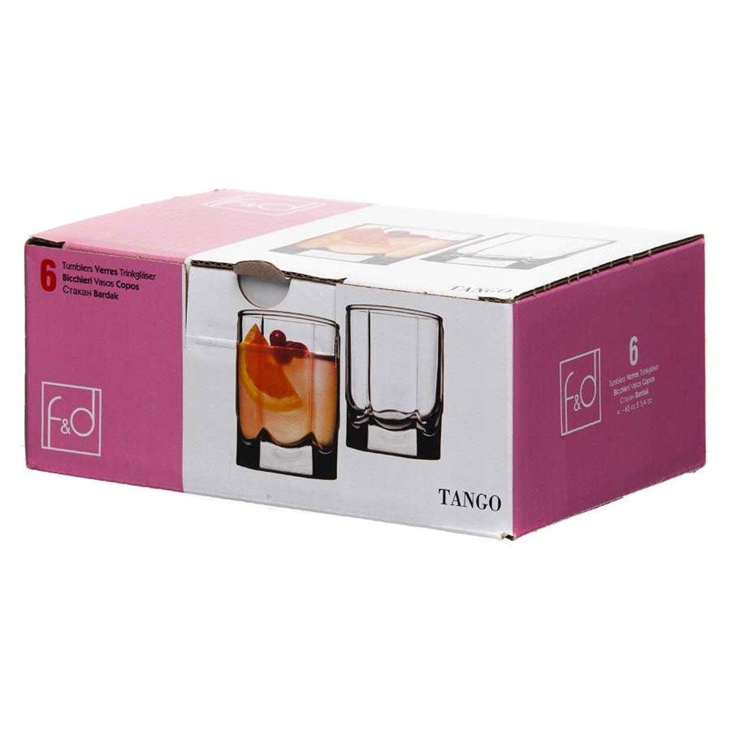"Танго (Tango-F&D)" Стопка стеклянная 60мл, д4,5см, h6см, набор 6шт, цветная коробка, Pasabahce (Россия)