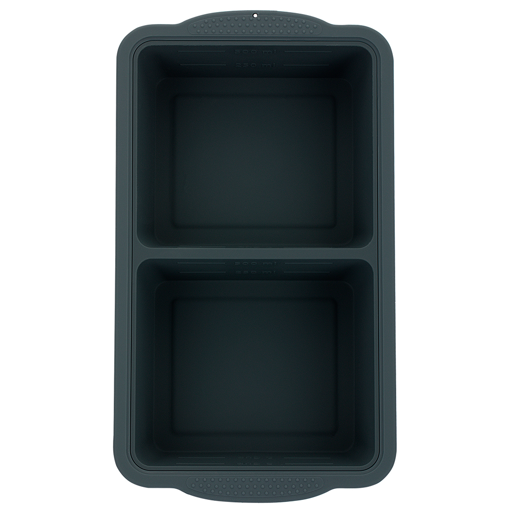 Противень силиконовый "Linea Silicone" 26х14,7х5,5см, с металлическим каркасом, 2 ячейки, прямоугольный, синий, "Regent" (Китай)
