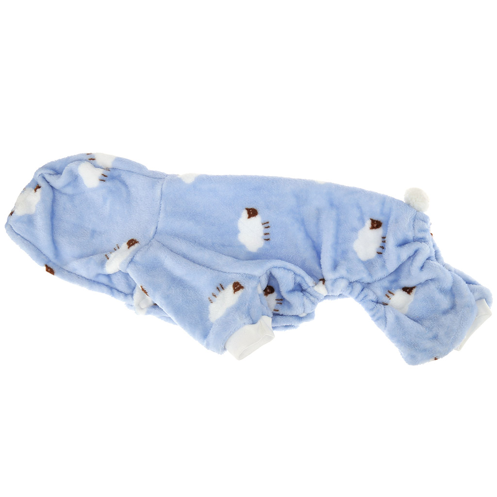"Пэт тойс (Pet toys)" Одежда для собаки "Комбинезон" "Овечка" с капюшоном, с хвостиком, на кнопках, р-р 2XL, длина спинки 38см/обхват груди 42см/обхват шеи 38см, цвет-голубой, плюш (100% полиэстер) (Китай)