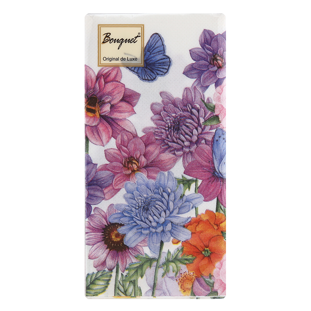 Салфетки бумажные "Bouquet Original de Luxe" 33х33см, 2-х слойные, 20 штук в упаковке, 100% целлюлоза, "Чудесный букет" (Россия)