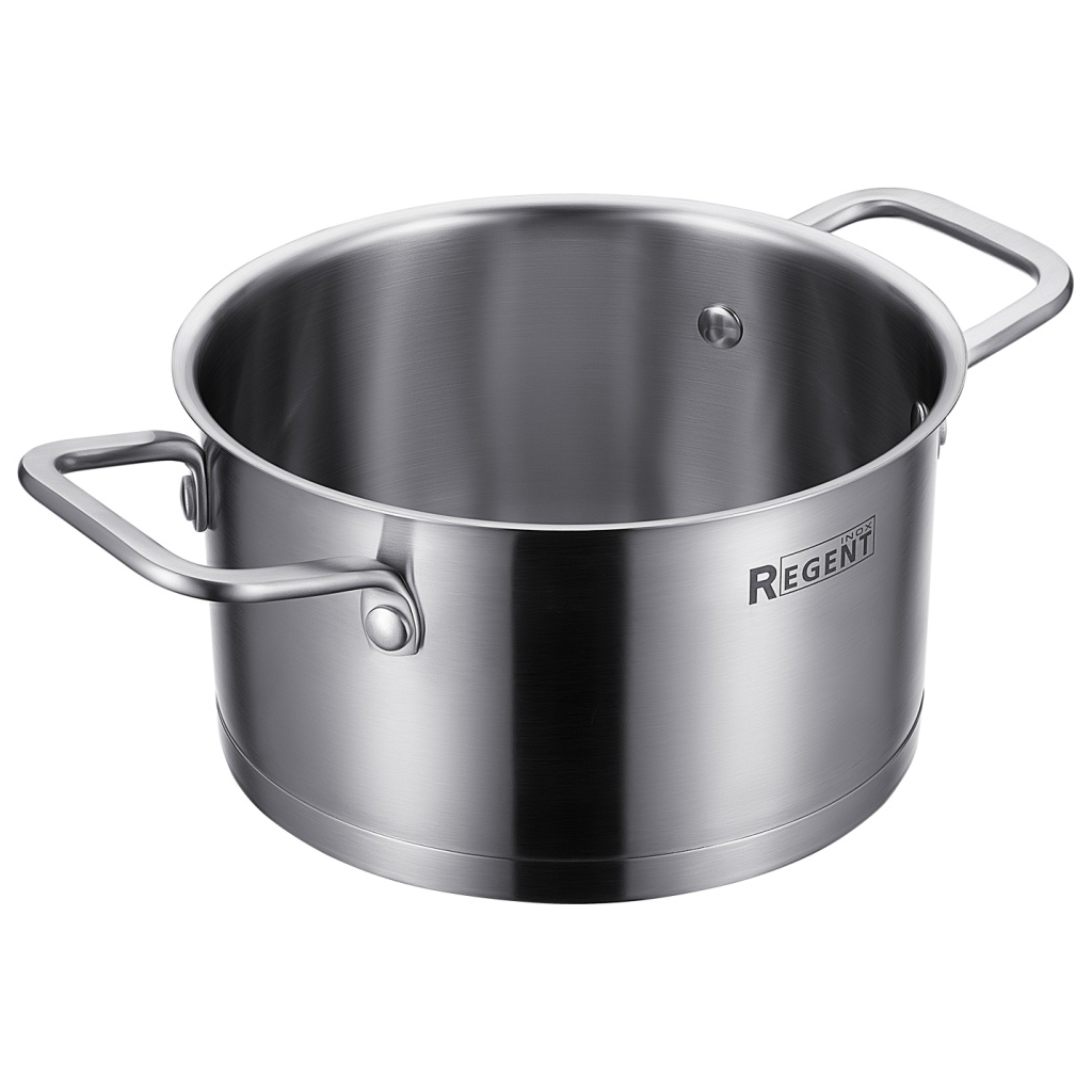 Кастрюля из нержавеющей стали "Linea PALERMO" 2,5л, д18см, h10см, s0,6мм, дно s15мм, трехслойное капсулированное дно, стеклянная крышка-дуршлаг с силиконовым ободком, два режима слива воды, ручка из нержавеющей стали, цветная коробка, "Regent" (Китай