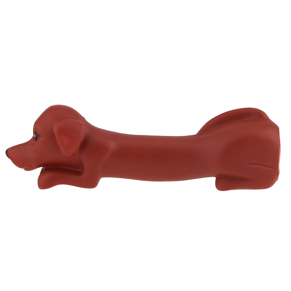 Игрушка для собаки "Такса" 17,5х4,5х5см, с пищалкой, ПВХ, цвета микс (коричневый, бежевый, белый/черный), "Пэт тойс (Pet toys)" (Китай)