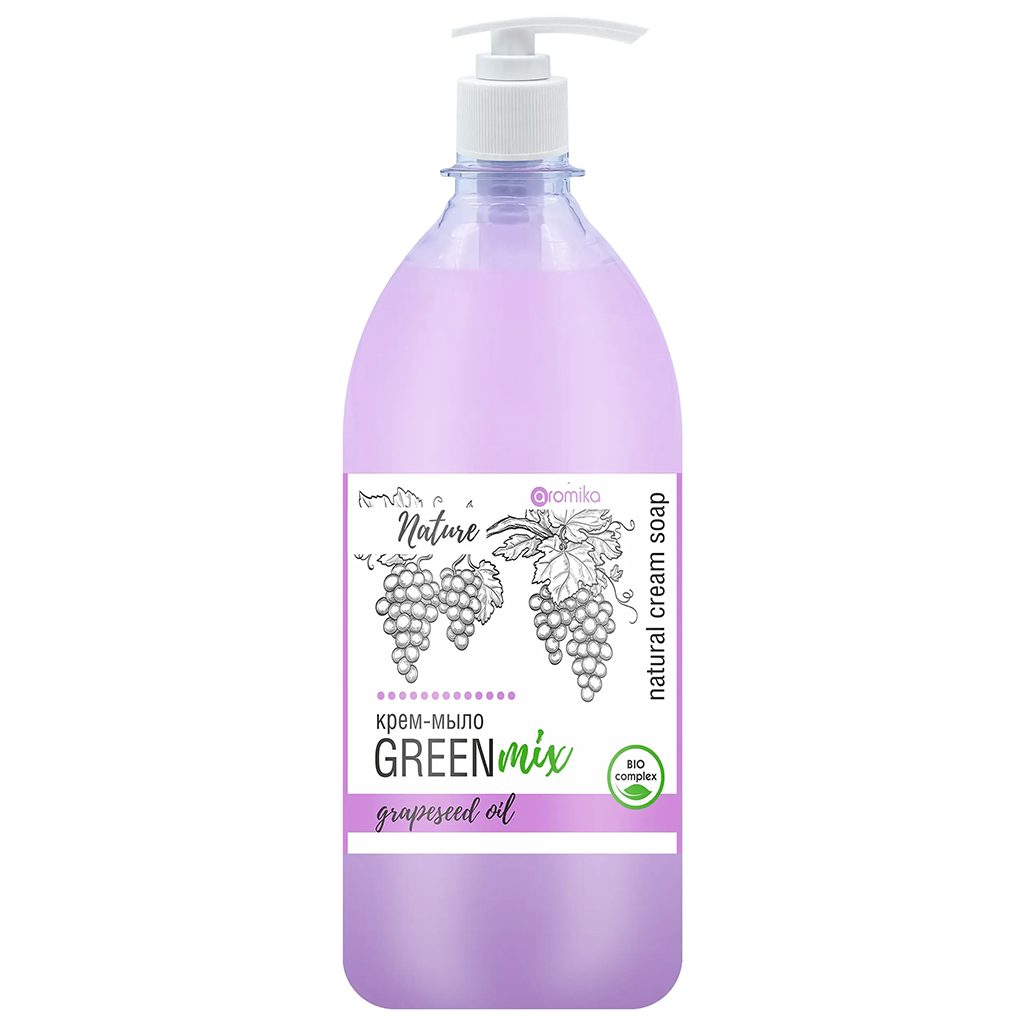 Крем-мыло жидкое "Green mix" 530мл, 7х7х21см, масло виногрдной косточки (Казахстан)