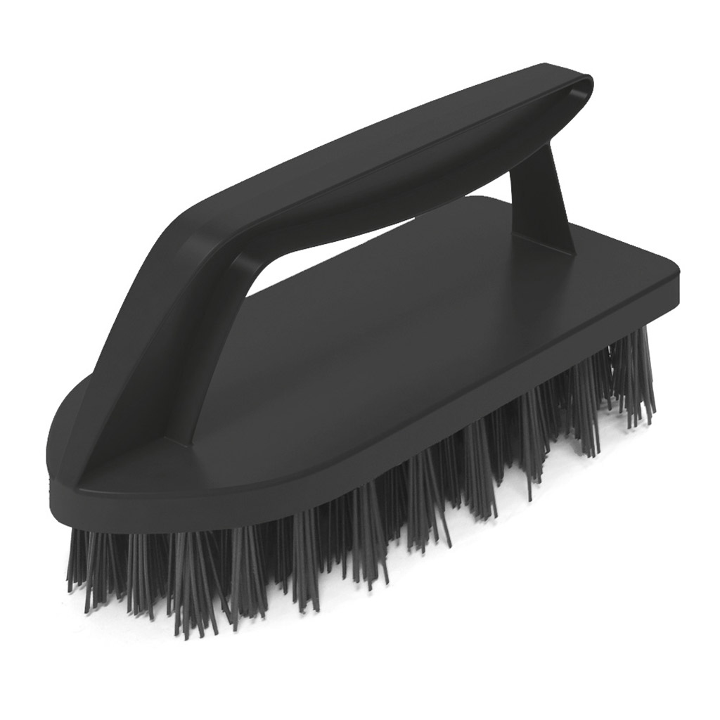 Щетка-утюжок пластмассовая "Etna Black" 13,5х6,5х5,5см, для сильных загрязнений, жесткая щетина, эргономичная ручка, черный (Россия)