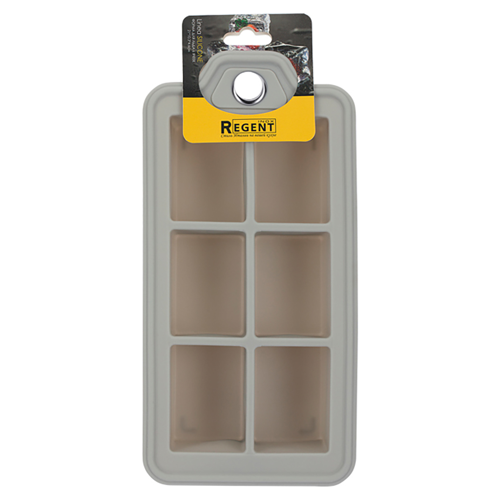 Форма для льда "Linea Silicone" 21х10,3x4,6см, 6 ячеек, силикон, серый, "Regent" (Китай)