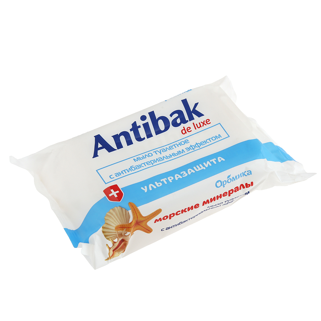 Мыло туалетное твердое "ANTIBAK de LUXE" 200г, 6х10х10см, морские минералы (Казахстан)