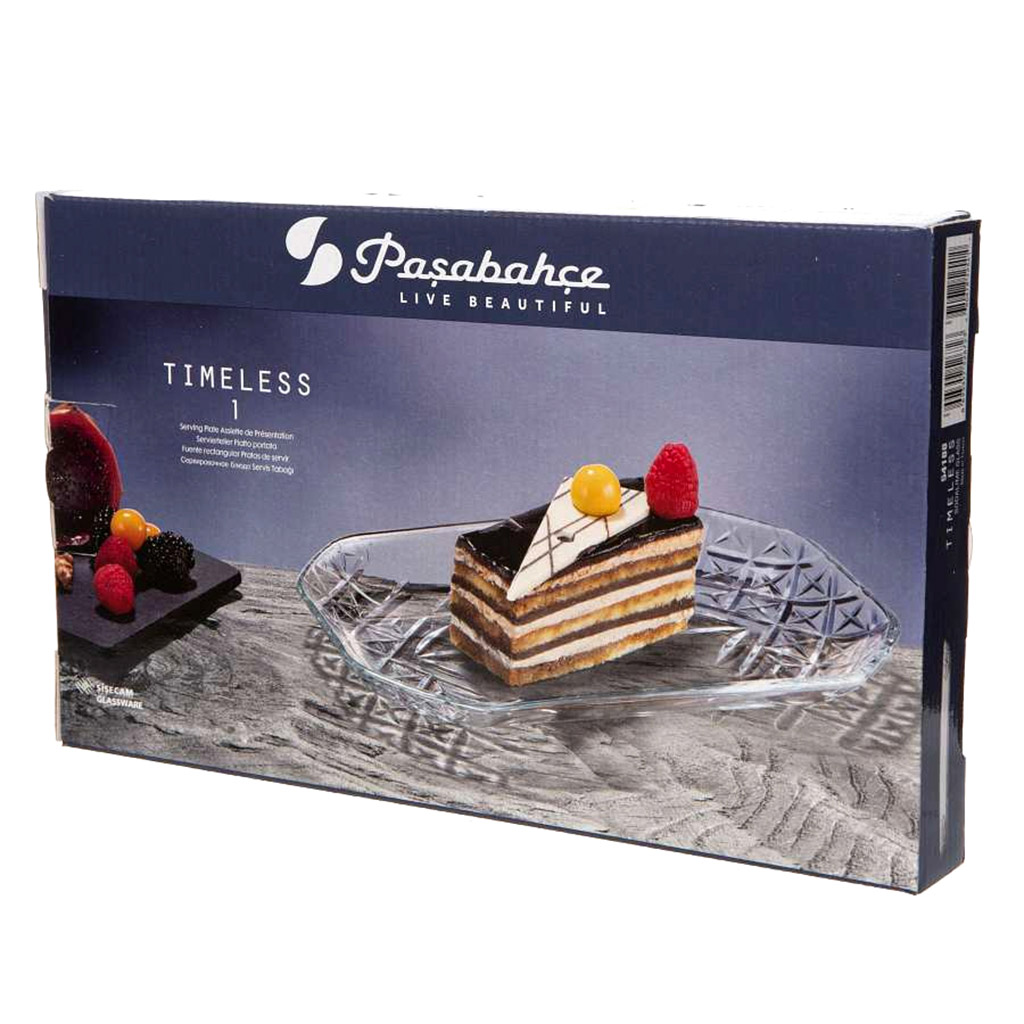 "Timeless" Блюдо стеклянное 30х18х3,5см, цветная коробка, Pasabahce (Турция)