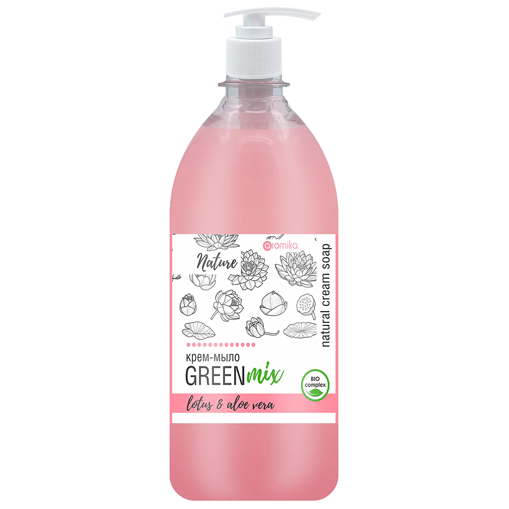 Крем-мыло жидкое "Green mix" 530мл, 7х7х21см, лотос и алое вера (Казахстан)