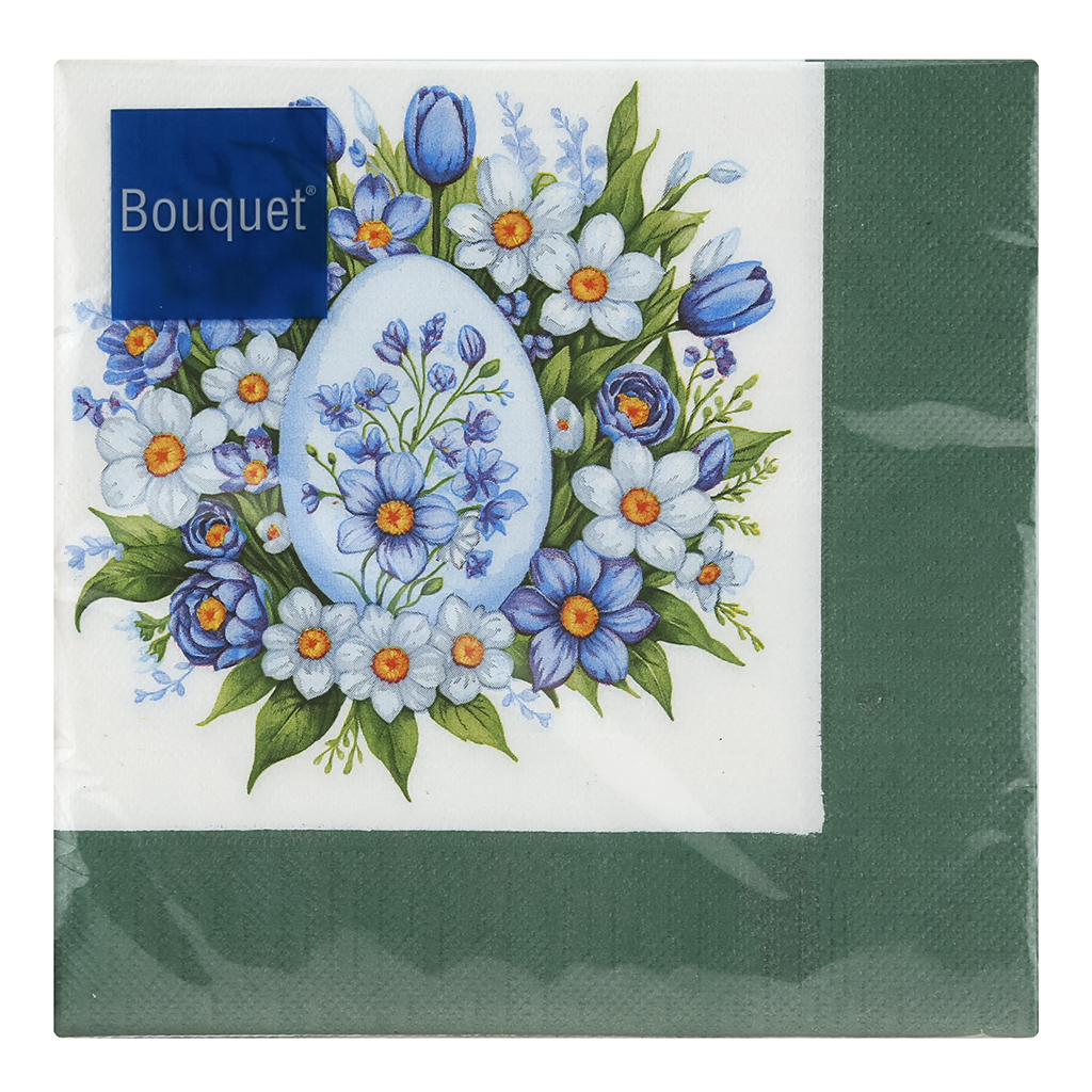 Салфетки бумажные "Bouquet" 33х33см, 3-х слойные, 20 штук в упаковке, 100% целлюлоза, "Пасхальная открытка. Яйцо" (Россия)