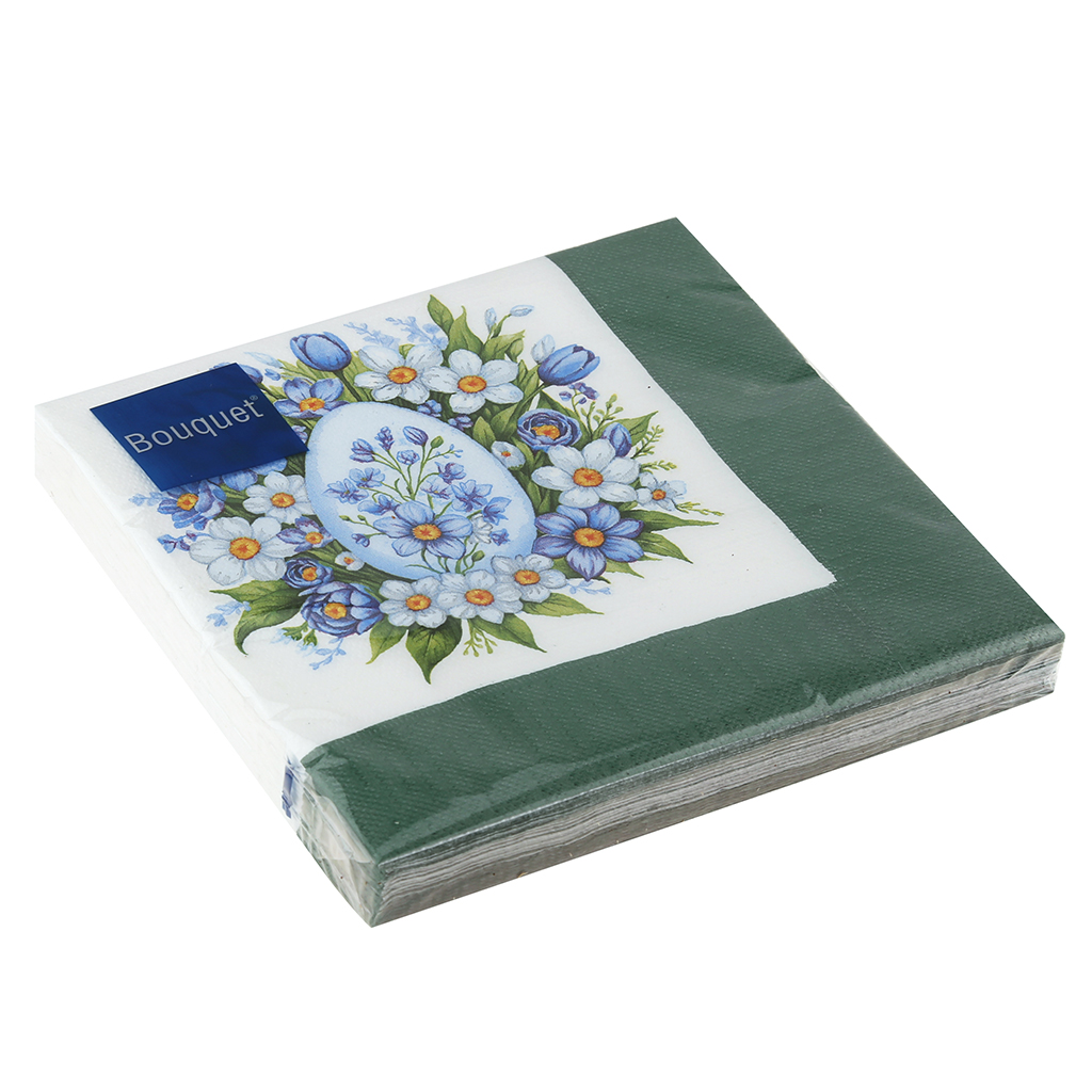 Салфетки бумажные "Bouquet" 33х33см, 3-х слойные, 20 штук в упаковке, 100% целлюлоза, "Пасхальная открытка. Яйцо" (Россия)