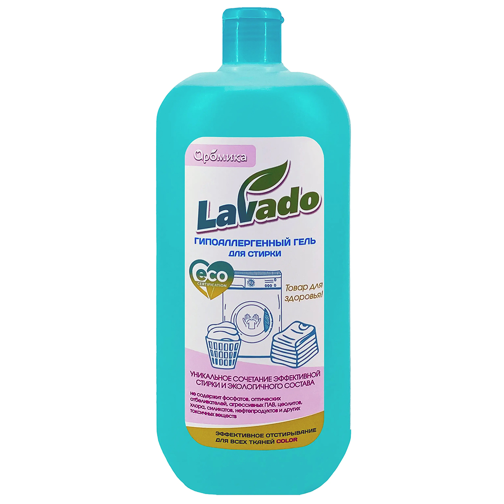 Гель для стирки белья "Lavado" 1,1л, 10х7х24см, не содержит фосфатов, ECO COLOR (Казахстан)